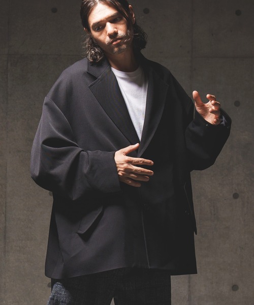 GLIMCLAP（グリムクラップ）の「mj8719-Cocoon silhouette jacket ジャケット（テーラードジャケット・メンズ・ブラック/ネイビー/グレー系その他・S/M/L）」の12枚目の写真