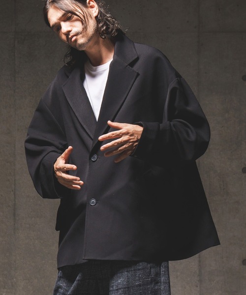 GLIMCLAP（グリムクラップ）の「mj8719-Cocoon silhouette jacket ジャケット（テーラードジャケット・メンズ・ブラック/ネイビー/グレー系その他・S/M/L）」の5枚目の写真