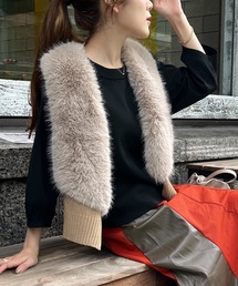 フェイクファー×ニットジレ