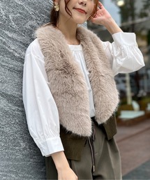 Chez toi | フェイクファー×ニットジレ(ベスト)