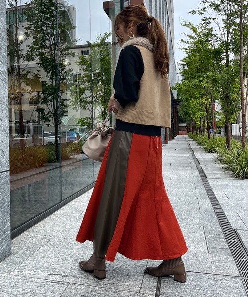 Chez toi(シェトワ)の「フェイクファー×ニットジレ(ベスト・レディース・カーキ/ベージュ・FREE)」の18枚目の写真