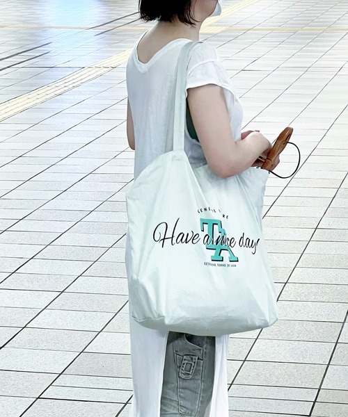 TRADITION ACOUSTIC.（トラディションアコースティック）の「TA.SHOP TOTE BAG Mr.Andy（トートバッグ・レディース・ナチュラル/グレー・L）」の2枚目の写真