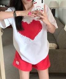 ハートモチーフ立体ロゴデザインTシャツ【ZOZOTOWN限定】