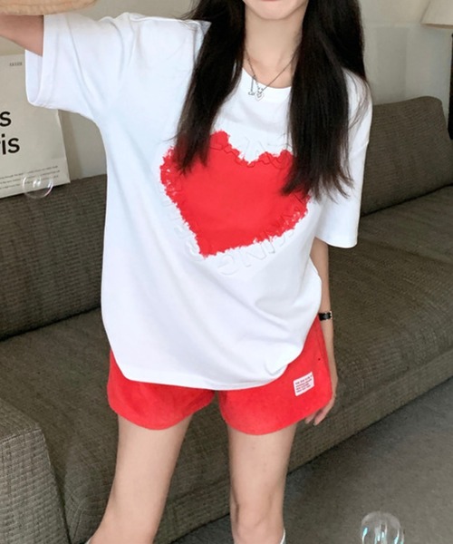meJane(ミージェーン)の「ハートモチーフ立体ロゴデザインTシャツ【ZOZOTOWN限定】(Tシャツ/カットソー・レディース・ホワイト×レッド/ホワイト×ブルー・FREE)」の9枚目の写真