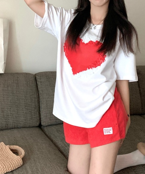 meJane(ミージェーン)の「ハートモチーフ立体ロゴデザインTシャツ【ZOZOTOWN限定】(Tシャツ/カットソー・レディース・ホワイト×レッド/ホワイト×ブルー・FREE)」の5枚目の写真
