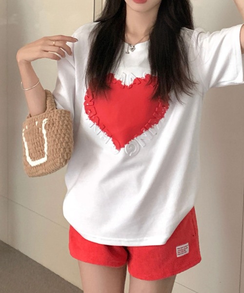 meJane(ミージェーン)の「ハートモチーフ立体ロゴデザインTシャツ【ZOZOTOWN限定】(Tシャツ/カットソー・レディース・ホワイト×レッド/ホワイト×ブルー・FREE)」の13枚目の写真