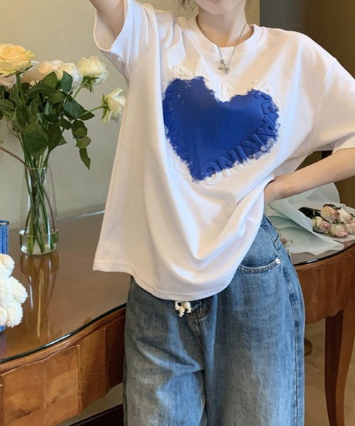 meJane(ミージェーン)の「ハートモチーフ立体ロゴデザインTシャツ【ZOZOTOWN限定】(Tシャツ/カットソー・レディース・ホワイト×レッド/ホワイト×ブルー・FREE)」の14枚目の写真