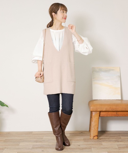 URBAN RESEARCH Sonny Label（アーバンリサーチサニーレーベル）の「ハーフミラノニットベスト（ベスト・レディース・ブラック/ライトベージュ/ネイビー・FREE）」の8枚目の写真