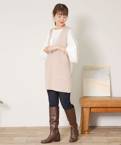 URBAN RESEARCH Sonny Label（アーバンリサーチサニーレーベル）の「ハーフミラノニットベスト（ベスト・レディース・ブラック/ライトベージュ/ネイビー・FREE）」の9枚目の写真