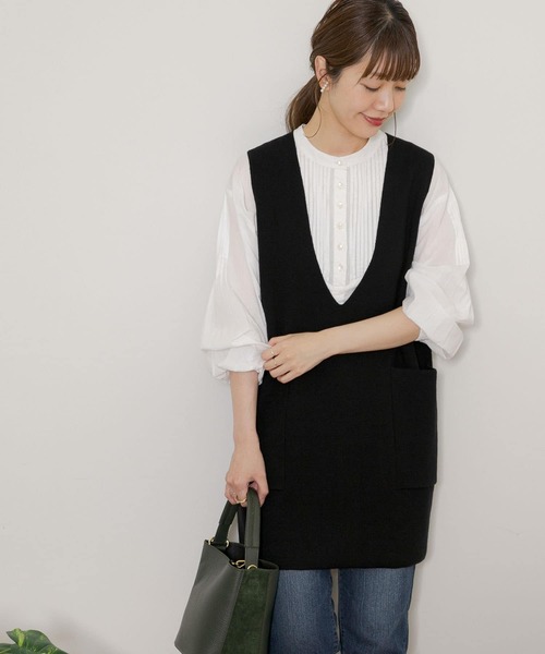 URBAN RESEARCH Sonny Label（アーバンリサーチサニーレーベル）の「ハーフミラノニットベスト（ベスト・レディース・ブラック/ライトベージュ/ネイビー・FREE）」の13枚目の写真