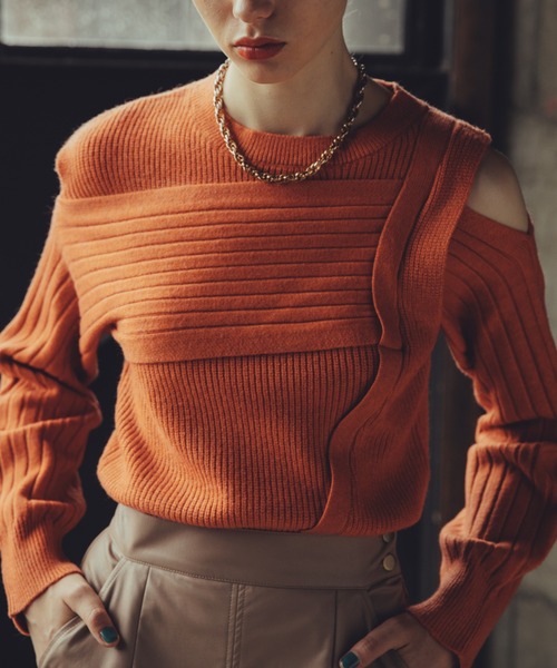 Cheek（チーク）の「肩開きデザインニットプルオーバー（ニット/セーター・レディース・アイボリー/ブルー/オレンジ・MEDIUM）」の3枚目の写真