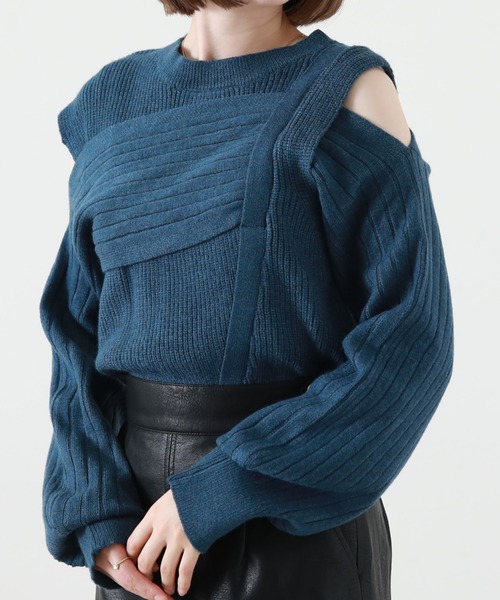 Cheek（チーク）の「肩開きデザインニットプルオーバー（ニット/セーター・レディース・アイボリー/ブルー/オレンジ・MEDIUM）」の2枚目の写真