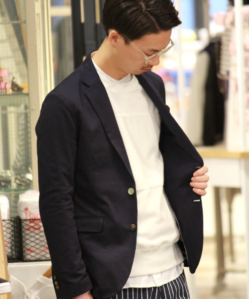 417 EDIFICE（フォーワンセブンエディフィス）の「◇COOL MAX / クールマックス : サーフニット2ボタンジャケット DEL.2（テーラードジャケット・メンズ・ブラック/グレー/コバルトブルー/チャコールグレー/ネイビー・SMALL/LARGE/X-LARGE/MEDIUM）」の5枚目の写真