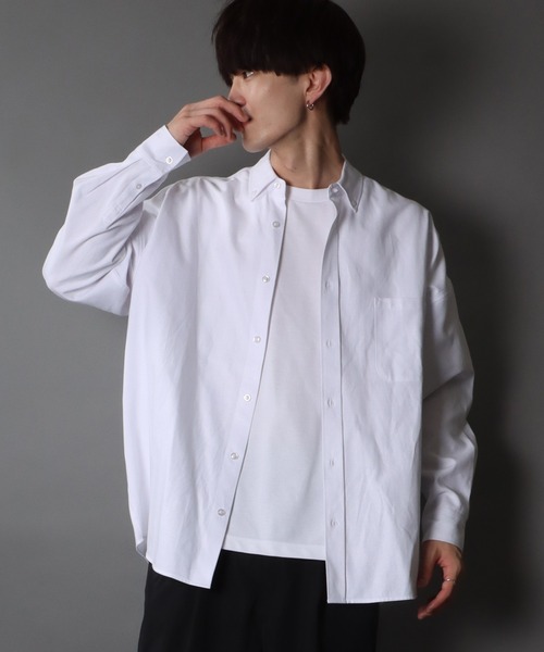 SITRY(シトリー)の「Oversize Drop shoulder oxford fabric BD shirt/オーバーサイズ ドロップショルダー オックスフォード BD シャツ(シャツ/ブラウス・メンズ・ホワイト/ブラック/サックスブルー/イエロー/ネイビー/グレー・M/L/XL)」の18枚目の写真