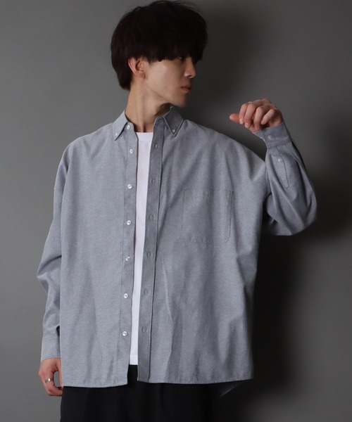 SITRY(シトリー)の「Oversize Drop shoulder oxford fabric BD shirt/オーバーサイズ ドロップショルダー オックスフォード BD シャツ(シャツ/ブラウス・メンズ・ホワイト/ブラック/サックスブルー/イエロー/ネイビー/グレー・M/L/XL)」の20枚目の写真