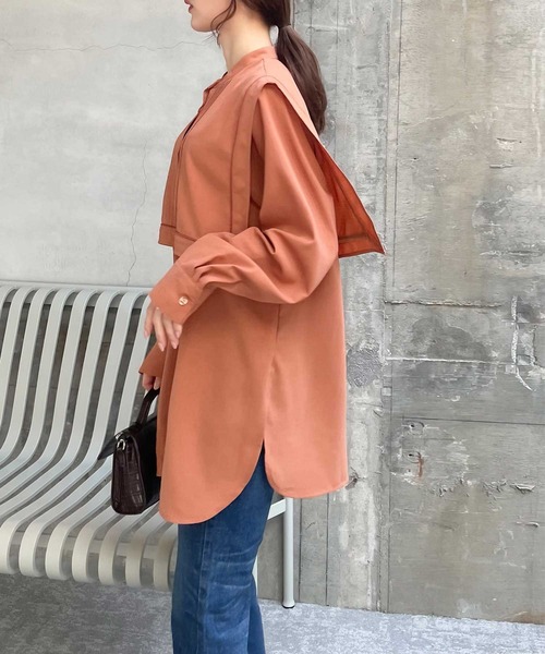 classicalelf（クラシカルエルフ）の「1枚でレディ映え。配色パイピングスクエアカラータックブラウス（シャツ/ブラウス・レディース・ライトベージュ/アイボリー/オレンジ/ブラック・SMALL/MEDIUM/LARGE/X-LARGE）」の18枚目の写真