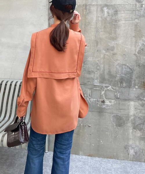 classicalelf（クラシカルエルフ）の「1枚でレディ映え。配色パイピングスクエアカラータックブラウス（シャツ/ブラウス・レディース・ライトベージュ/アイボリー/オレンジ/ブラック・SMALL/MEDIUM/LARGE/X-LARGE）」の19枚目の写真