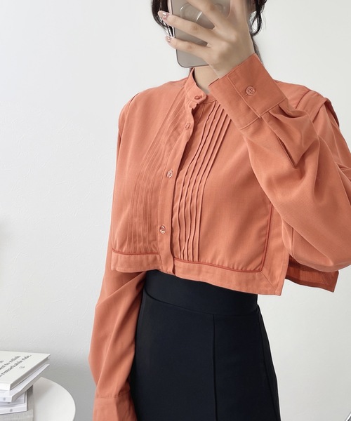 classicalelf（クラシカルエルフ）の「1枚でレディ映え。配色パイピングスクエアカラータックブラウス（シャツ/ブラウス・レディース・ライトベージュ/アイボリー/オレンジ/ブラック・SMALL/MEDIUM/LARGE/X-LARGE）」の20枚目の写真