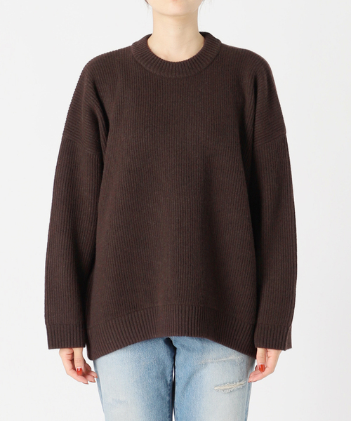 美品 フレームワーク ニット 両畦プルオーバー ウール カシミヤ ネイビー セール】両畦プルオーバー（ニット/セーター）｜FRAMeWORK