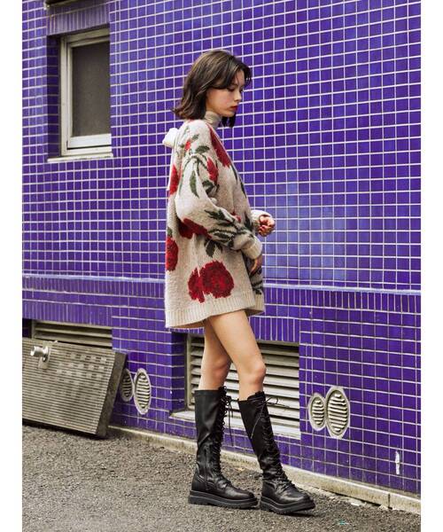 jouetie（ジュエティ）の「パターンジャカードニット（ニット/セーター・レディース・ブラック/パープル/ブルー/アイボリー・MEDIUM）」の11枚目の写真