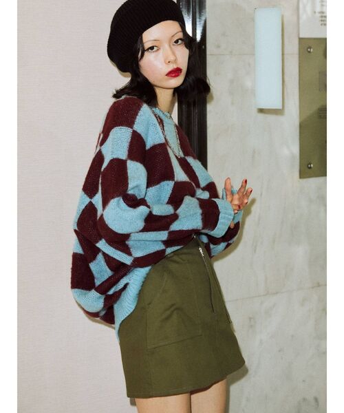 jouetie（ジュエティ）の「パターンジャカードニット（ニット/セーター・レディース・ブラック/パープル/ブルー/アイボリー・MEDIUM）」の17枚目の写真