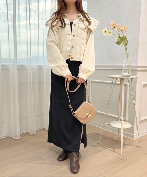 apres jour（アプレジュール）の「フリル襟Gジャン【ZOZOTOWN限定アイテム】（デニムジャケット・レディース・インディゴブルー/ブラック/オフホワイト・フリー/X-LARGE）」の9枚目の写真