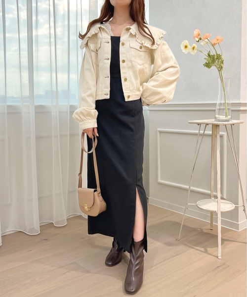 apres jour（アプレジュール）の「フリル襟Gジャン【ZOZOTOWN限定アイテム】（デニムジャケット・レディース・インディゴブルー/ブラック/オフホワイト・フリー/X-LARGE）」の10枚目の写真