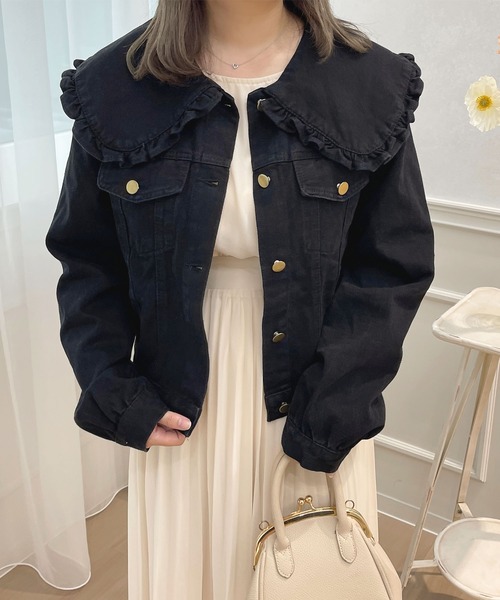 apres jour（アプレジュール）の「フリル襟Gジャン【ZOZOTOWN限定アイテム】（デニムジャケット・レディース・インディゴブルー/ブラック/オフホワイト・フリー/X-LARGE）」の17枚目の写真