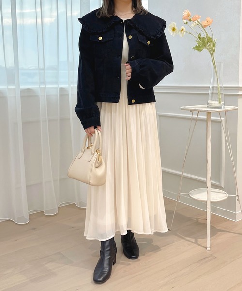 apres jour（アプレジュール）の「フリル襟Gジャン【ZOZOTOWN限定アイテム】（デニムジャケット・レディース・インディゴブルー/ブラック/オフホワイト・フリー/X-LARGE）」の19枚目の写真