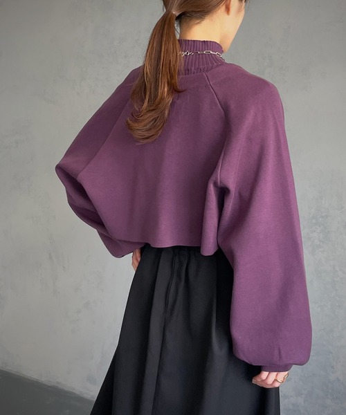 &g'aime（アンジェム）の「【&g’aime】ボリュームスリーブニットカーディガン（ニット/セーター・レディース・パープル/ブラック/ライトグリーン/グレイッシュベージュ・FREE）」の9枚目の写真