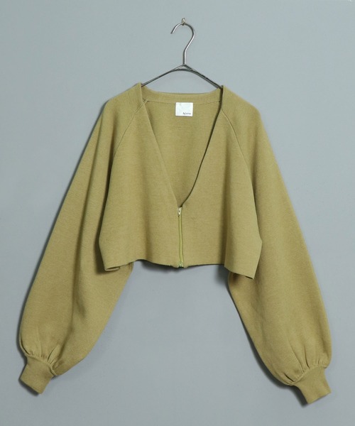 &g'aime（アンジェム）の「【&g’aime】ボリュームスリーブニットカーディガン（ニット/セーター・レディース・パープル/ブラック/ライトグリーン/グレイッシュベージュ・FREE）」の11枚目の写真