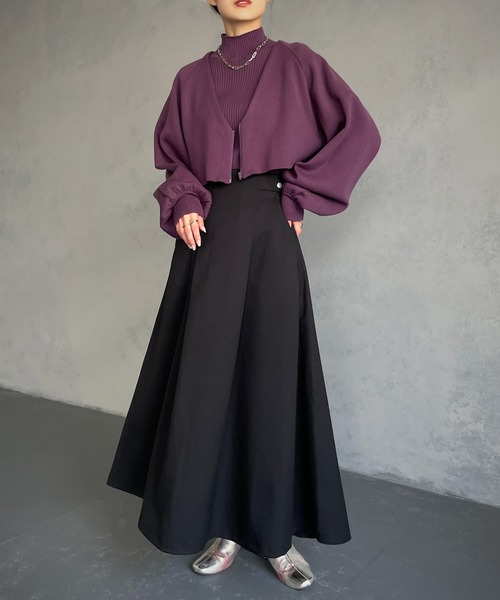 &g'aime（アンジェム）の「【&g’aime】ボリュームスリーブニットカーディガン（ニット/セーター・レディース・パープル/ブラック/ライトグリーン/グレイッシュベージュ・FREE）」の10枚目の写真