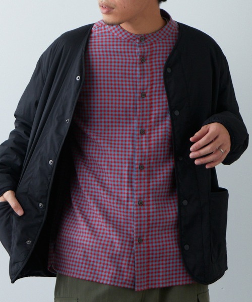 CIAOPANIC TYPY（チャオパニックティピー）の「コットン起毛バンドカラーシャツ柄無地アソート（シャツ/ブラウス・メンズ・チャコールグレー/ブラック/ブラウン/レッド/オフホワイト・S/M/L）」の5枚目の写真