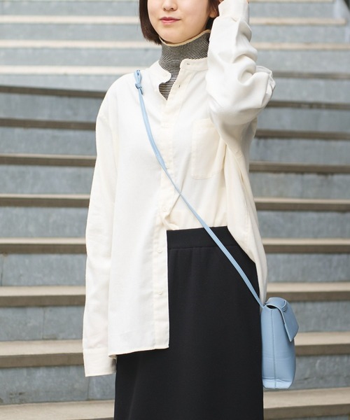 CIAOPANIC TYPY（チャオパニックティピー）の「コットン起毛バンドカラーシャツ柄無地アソート（シャツ/ブラウス・メンズ・チャコールグレー/ブラック/ブラウン/レッド/オフホワイト・S/M/L）」の2枚目の写真