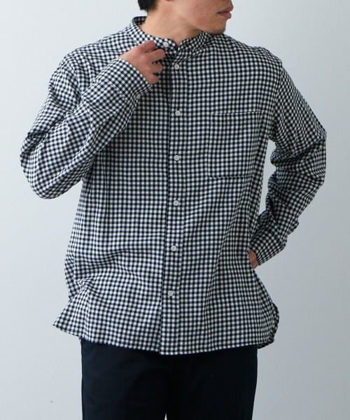 CIAOPANIC TYPY（チャオパニックティピー）の「コットン起毛バンドカラーシャツ柄無地アソート（シャツ/ブラウス・メンズ・チャコールグレー/ブラック/ブラウン/レッド/オフホワイト・S/M/L）」の3枚目の写真