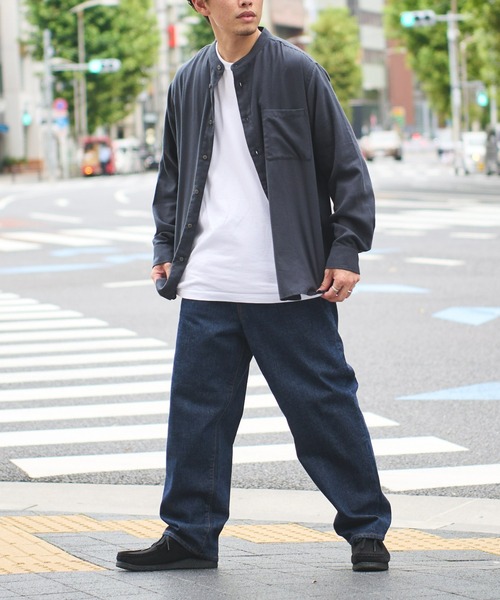 CIAOPANIC TYPY（チャオパニックティピー）の「コットン起毛バンドカラーシャツ柄無地アソート（シャツ/ブラウス・メンズ・チャコールグレー/ブラック/ブラウン/レッド/オフホワイト・S/M/L）」の10枚目の写真