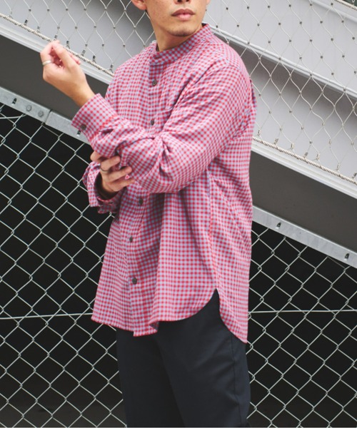 CIAOPANIC TYPY（チャオパニックティピー）の「コットン起毛バンドカラーシャツ柄無地アソート（シャツ/ブラウス・メンズ・チャコールグレー/ブラック/ブラウン/レッド/オフホワイト・S/M/L）」の14枚目の写真