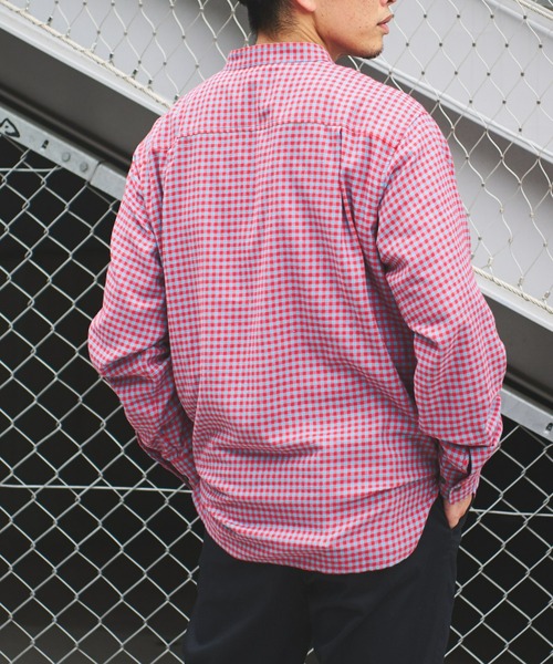 CIAOPANIC TYPY（チャオパニックティピー）の「コットン起毛バンドカラーシャツ柄無地アソート（シャツ/ブラウス・メンズ・チャコールグレー/ブラック/ブラウン/レッド/オフホワイト・S/M/L）」の15枚目の写真