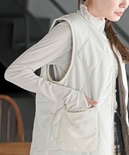 rps（アールピーエス）の「リバーシブルキルトベスト（ベスト・レディース・ブラック/アイボリー/モカ/グレイッシュベージュ・M/フリー）」の8枚目の写真