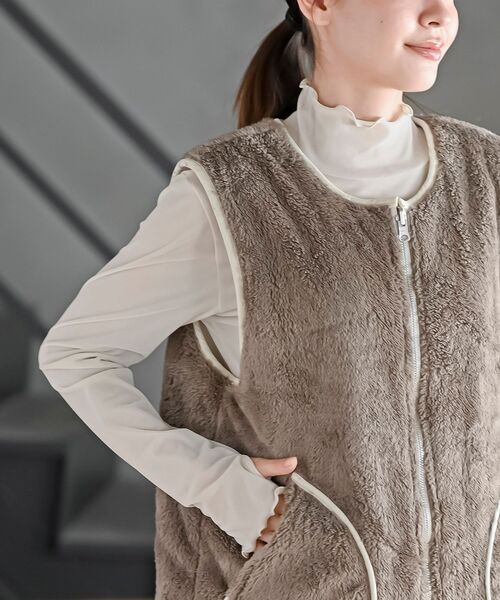 rps（アールピーエス）の「リバーシブルキルトベスト（ベスト・レディース・ブラック/アイボリー/モカ/グレイッシュベージュ・M/フリー）」の12枚目の写真