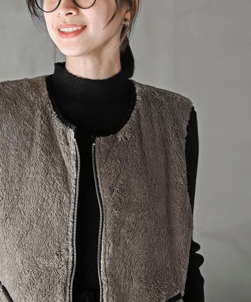 rps（アールピーエス）の「リバーシブルキルトベスト（ベスト・レディース・ブラック/アイボリー/モカ/グレイッシュベージュ・M/フリー）」の18枚目の写真