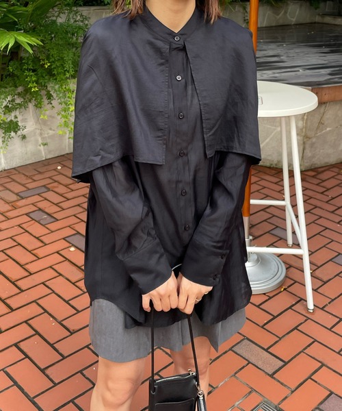 LE MORE(リモア)の「ラッフルスリーブシャツブラウス(シャツ/ブラウス・レディース・ホワイト/ブラック/オリーブ/ライトベージュ・FREE)」の5枚目の写真