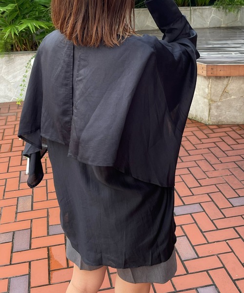 LE MORE(リモア)の「ラッフルスリーブシャツブラウス(シャツ/ブラウス・レディース・ホワイト/ブラック/オリーブ/ライトベージュ・FREE)」の8枚目の写真