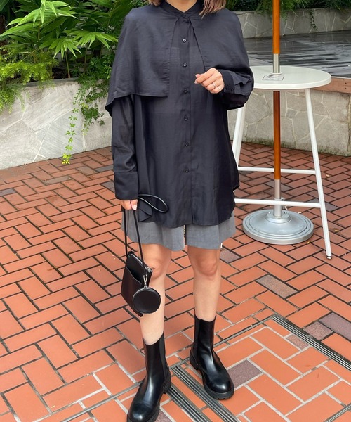 LE MORE(リモア)の「ラッフルスリーブシャツブラウス(シャツ/ブラウス・レディース・ホワイト/ブラック/オリーブ/ライトベージュ・FREE)」の10枚目の写真