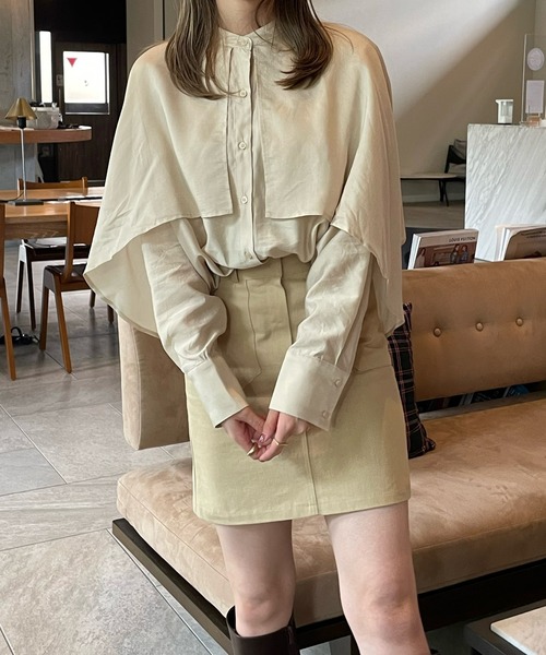 LE MORE(リモア)の「ラッフルスリーブシャツブラウス(シャツ/ブラウス・レディース・ホワイト/ブラック/オリーブ/ライトベージュ・FREE)」の11枚目の写真