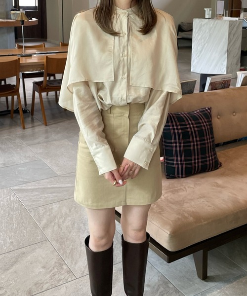 LE MORE(リモア)の「ラッフルスリーブシャツブラウス(シャツ/ブラウス・レディース・ホワイト/ブラック/オリーブ/ライトベージュ・FREE)」の12枚目の写真