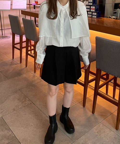 LE MORE(リモア)の「ラッフルスリーブシャツブラウス(シャツ/ブラウス・レディース・ホワイト/ブラック/オリーブ/ライトベージュ・FREE)」の21枚目の写真