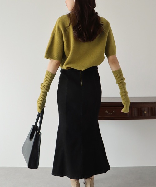 BLUEEAST(ブルーイースト)の「アームウォーマー付きオーバーサイズニット(ニット/セーター・レディース・パープル/マスタード/アイボリー・MEDIUM)」の12枚目の写真