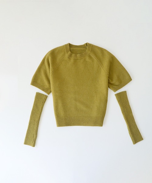 BLUEEAST(ブルーイースト)の「アームウォーマー付きオーバーサイズニット(ニット/セーター・レディース・パープル/マスタード/アイボリー・MEDIUM)」の16枚目の写真