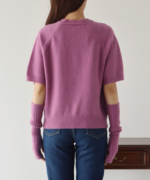 BLUEEAST(ブルーイースト)の「アームウォーマー付きオーバーサイズニット(ニット/セーター・レディース・パープル/マスタード/アイボリー・MEDIUM)」の19枚目の写真